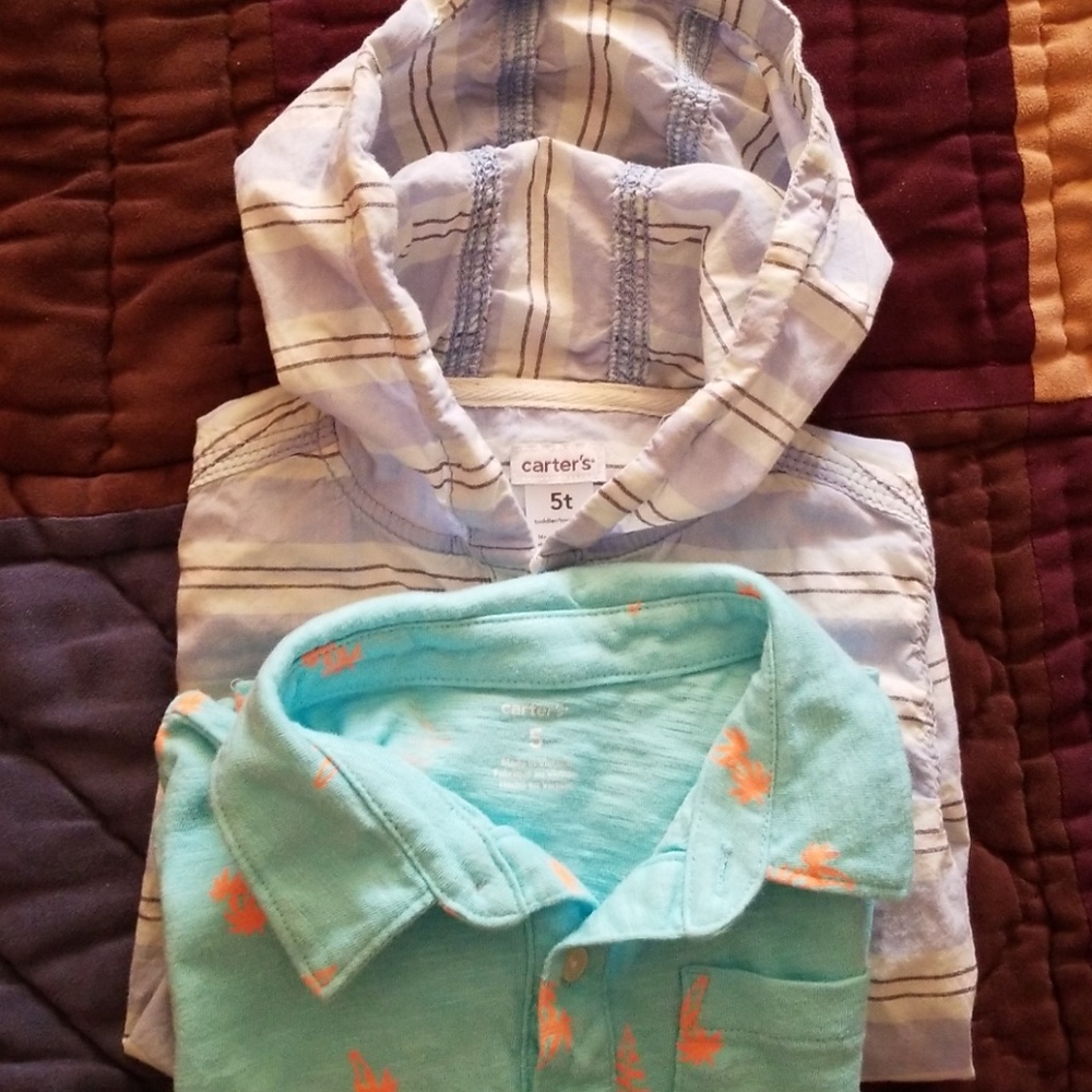 Two Carter's shirts for boys size 5.